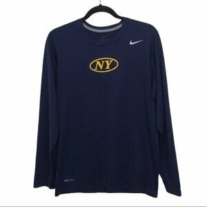 Nike Dri Fit Blue Long Sleeve T Shirt Tee with NY logo